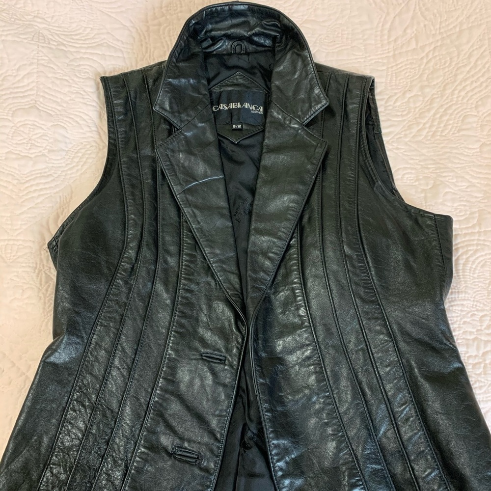 Vintage black leather vest